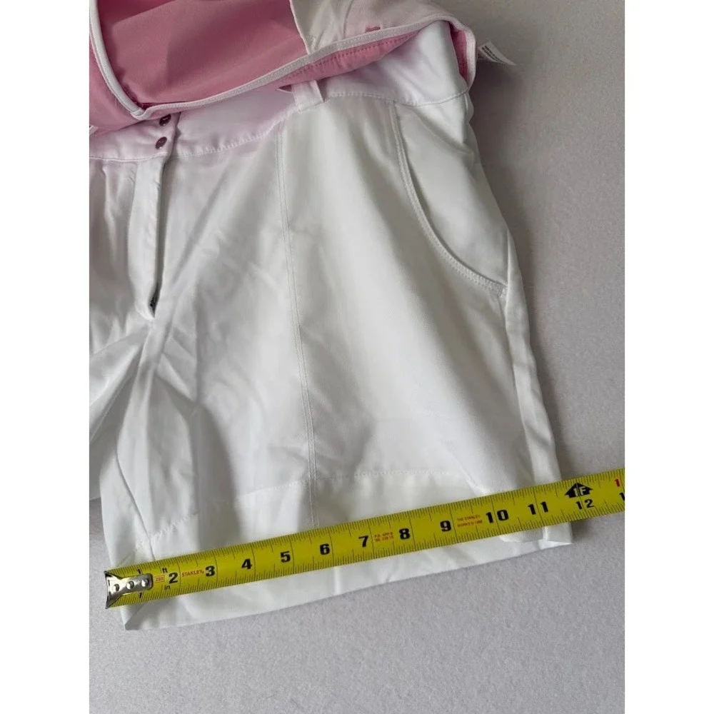 Nike Golf  Dri Fit Skort Women 12 Pink White Belted Stretch Athletic Lightweight - Picture 9 of 16